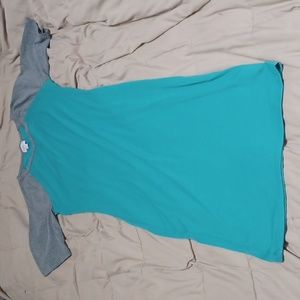 Lularoe small gray and turquoise casual midi dress